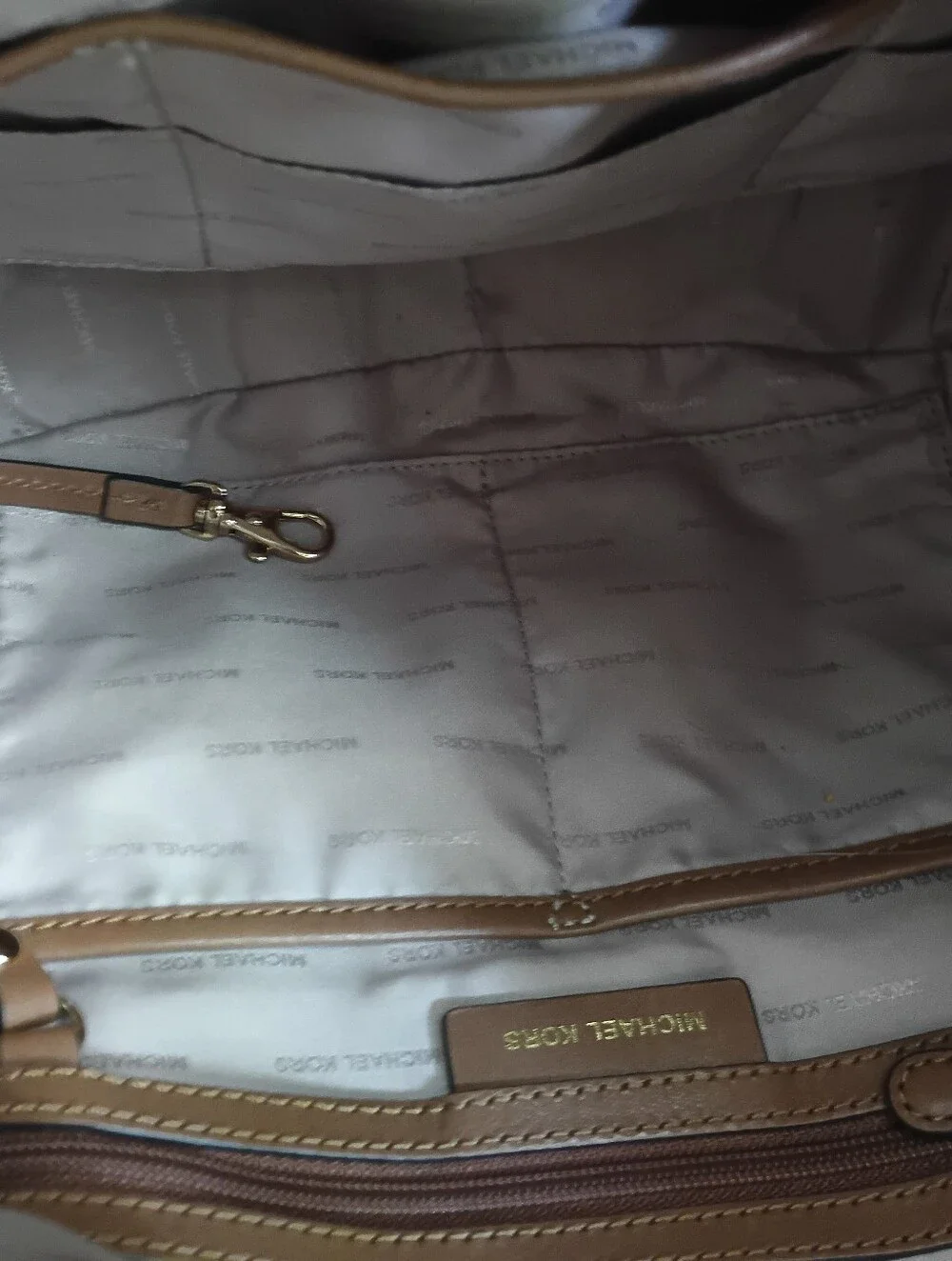 🌟 Michael Kors Lauryn Large Shoulder Hobo Bag Canvas Luggage Brown 30S7GL0L3V”
